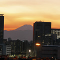 12月25日夕方、台場からの富士山。