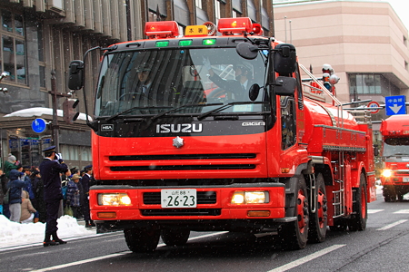 小型動力ポンプ付き大型水槽車